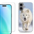 thumbnail image 1 of For iphone 16 Plus Phone Case Cover, Shockproof Case with Tempered Glass Screen Protector, by OneToughShield - Arctic Wolf, 1 of 4