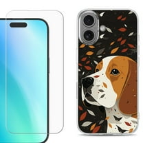 For iphone 16 Plus Phone Case Cover, Shockproof Case with Tempered Glass Screen Protector, by OneToughShield - Beagle