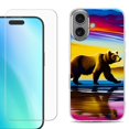thumbnail image 1 of For iphone 16 Plus Phone Case Cover, Shockproof Case with Tempered Glass Screen Protector, by OneToughShield - Bear, 1 of 4