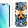 thumbnail image 1 of For iphone 16 Plus Phone Case Cover, Shockproof Case with Tempered Glass Screen Protector, by OneToughShield - Bee Flower, 1 of 4