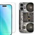 thumbnail image 1 of For iphone 16 Plus Phone Case Cover, Shockproof Case with Tempered Glass Screen Protector, by OneToughShield - Boombox, 1 of 4