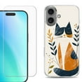 thumbnail image 1 of For iphone 16 Plus Phone Case Cover, Shockproof Case with Tempered Glass Screen Protector, by OneToughShield - Calm Cat, 1 of 4