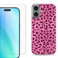 thumbnail image 1 of For iphone 16 Plus Phone Case Cover, Shockproof Case with Tempered Glass Screen Protector, by OneToughShield - Cheetah Pink, 1 of 4