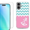 thumbnail image 1 of For iphone 16 Plus Phone Case Cover, Shockproof Case with Tempered Glass Screen Protector, by OneToughShield - Chevron/Anchor, 1 of 4