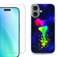 thumbnail image 1 of For iphone 16 Plus Phone Case Cover, Shockproof Case with Tempered Glass Screen Protector, by OneToughShield - Cosmos Dance, 1 of 4