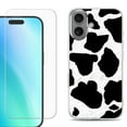 thumbnail image 1 of For iphone 16 Plus Phone Case Cover, Shockproof Case with Tempered Glass Screen Protector, by OneToughShield - Cow Skin Design, 1 of 4