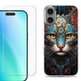 thumbnail image 1 of For iphone 16 Plus Phone Case Cover, Shockproof Case with Tempered Glass Screen Protector, by OneToughShield - Cyberpunk Cat, 1 of 4