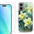 thumbnail image 1 of For iphone 16 Plus Phone Case Cover, Shockproof Case with Tempered Glass Screen Protector, by OneToughShield - Daffodils, 1 of 4
