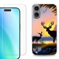 thumbnail image 1 of For iphone 16 Plus Phone Case Cover, Shockproof Case with Tempered Glass Screen Protector, by OneToughShield - Deer Sunset, 1 of 4