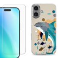 thumbnail image 1 of For iphone 16 Plus Phone Case Cover, Shockproof Case with Tempered Glass Screen Protector, by OneToughShield - Dolphin Family, 1 of 4