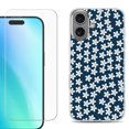 thumbnail image 1 of For iphone 16 Plus Phone Case Cover, Shockproof Case with Tempered Glass Screen Protector, by OneToughShield - Flower/Blue, 1 of 4