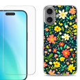 thumbnail image 1 of For iphone 16 Plus Phone Case Cover, Shockproof Case with Tempered Glass Screen Protector, by OneToughShield - Flower Symphony, 1 of 4