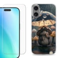 thumbnail image 1 of For iphone 16 Plus Phone Case Cover, Shockproof Case with Tempered Glass Screen Protector, by OneToughShield - Frog n Mushroom, 1 of 4