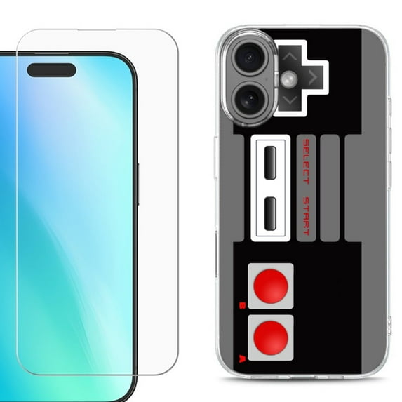 For iphone 16 Plus Phone Case Cover, Shockproof Case with Tempered Glass Screen Protector, by OneToughShield - Game Controller