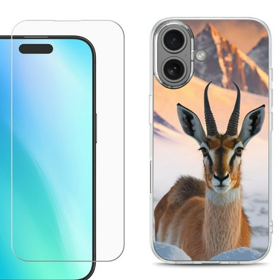 For iphone 16 Plus Phone Case Cover, Shockproof Case with Tempered Glass Screen Protector, by OneToughShield - Gazelle