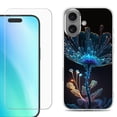 thumbnail image 1 of For iphone 16 Plus Phone Case Cover, Shockproof Case with Tempered Glass Screen Protector, by OneToughShield - Glowing Flower, 1 of 4