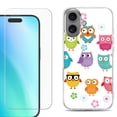 thumbnail image 1 of For iphone 16 Plus Phone Case Cover, Shockproof Case with Tempered Glass Screen Protector, by OneToughShield - Happy Owl, 1 of 4