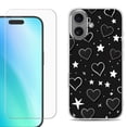 thumbnail image 1 of For iphone 16 Plus Phone Case Cover, Shockproof Case with Tempered Glass Screen Protector, by OneToughShield - Hearts n Stars, 1 of 4