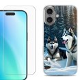 thumbnail image 1 of For iphone 16 Plus Phone Case Cover, Shockproof Case with Tempered Glass Screen Protector, by OneToughShield - Husky Snow, 1 of 4