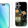 thumbnail image 1 of For iphone 16 Plus Phone Case Cover, Shockproof Case with Tempered Glass Screen Protector, by OneToughShield - Jellyfish, 1 of 4