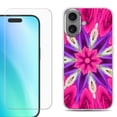 thumbnail image 1 of For iphone 16 Plus Phone Case Cover, Shockproof Case with Tempered Glass Screen Protector, by OneToughShield - Kaleidoscope Rose, 1 of 4