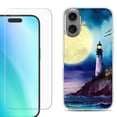 thumbnail image 1 of For iphone 16 Plus Phone Case Cover, Shockproof Case with Tempered Glass Screen Protector, by OneToughShield - Lighthouse Moon, 1 of 4
