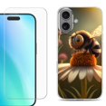 thumbnail image 1 of For iphone 16 Plus Phone Case Cover, Shockproof Case with Tempered Glass Screen Protector, by OneToughShield - Little Bee, 1 of 4