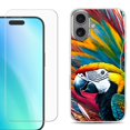 thumbnail image 1 of For iphone 16 Plus Phone Case Cover, Shockproof Case with Tempered Glass Screen Protector, by OneToughShield - Macaw, 1 of 4