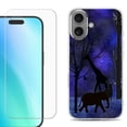 thumbnail image 1 of For iphone 16 Plus Phone Case Cover, Shockproof Case with Tempered Glass Screen Protector, by OneToughShield - Midnight Safari, 1 of 4
