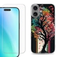 thumbnail image 1 of For iphone 16 Plus Phone Case Cover, Shockproof Case with Tempered Glass Screen Protector, by OneToughShield - Musical Tree, 1 of 4