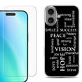 thumbnail image 1 of For iphone 16 Plus Phone Case Cover, Shockproof Case with Tempered Glass Screen Protector, by OneToughShield - Positive Words, 1 of 4