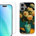 thumbnail image 1 of For iphone 16 Plus Phone Case Cover, Shockproof Case with Tempered Glass Screen Protector, by OneToughShield - Roses in a vase, 1 of 4
