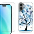 thumbnail image 1 of For iphone 16 Plus Phone Case Cover, Shockproof Case with Tempered Glass Screen Protector, by OneToughShield - Snowflakes Tree, 1 of 4