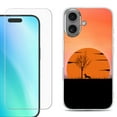 thumbnail image 1 of For iphone 16 Plus Phone Case Cover, Shockproof Case with Tempered Glass Screen Protector, by OneToughShield - Sunset Dachshund, 1 of 4
