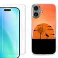 thumbnail image 1 of For iphone 16 Plus Phone Case Cover, Shockproof Case with Tempered Glass Screen Protector, by OneToughShield - Sunset Flamingo, 1 of 4