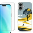 thumbnail image 1 of For iphone 16 Plus Phone Case Cover, Shockproof Case with Tempered Glass Screen Protector, by OneToughShield - Tree on Hill, 1 of 4