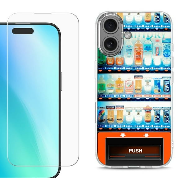 For iphone 16 Plus Phone Case Cover, Shockproof Case with Tempered Glass Screen Protector, by OneToughShield - Vending Machine