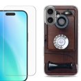 thumbnail image 1 of For iphone 16 Plus Phone Case Cover, Shockproof Case with Tempered Glass Screen Protector, by OneToughShield - Vintage Payphone, 1 of 4