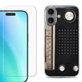 thumbnail image 1 of For iphone 16 Plus Phone Case Cover, Shockproof Case with Tempered Glass Screen Protector, by OneToughShield - Vintage Radio, 1 of 4