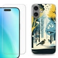 thumbnail image 1 of For iphone 16 Plus Phone Case Cover, Shockproof Case with Tempered Glass Screen Protector, by OneToughShield - Winter Birds, 1 of 4
