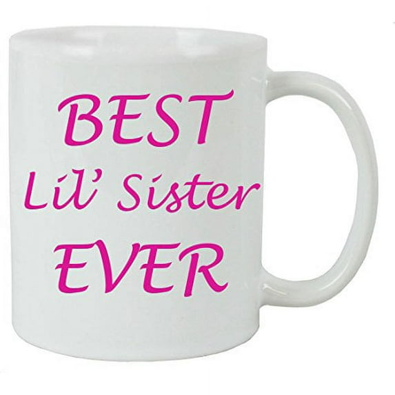 For the Best Little Sister Ever 11 oz White Ceramic Coffee Mug with FREE White Gift Box for Holiday Gift or Present!
