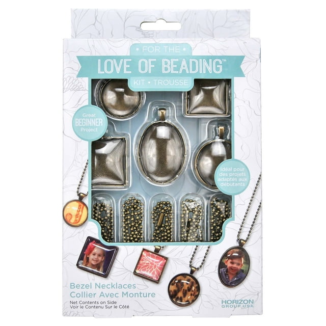 For the Love of Beading Kits D.I.Y. Customizable Multi-color Metal Bezel Necklace Kit