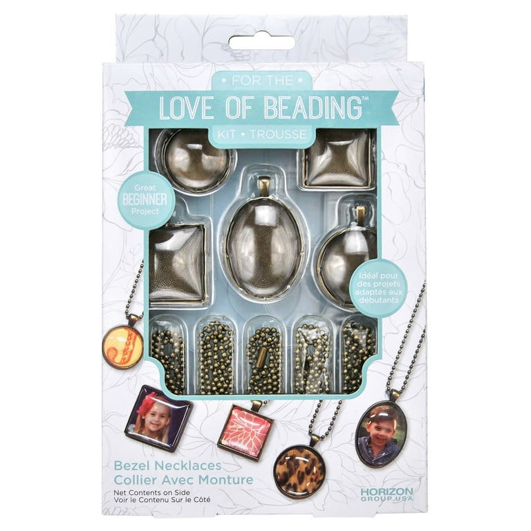For the Love of Beading Kits D.I.Y. Customizable Multi color Metal Bezel Necklace Kit