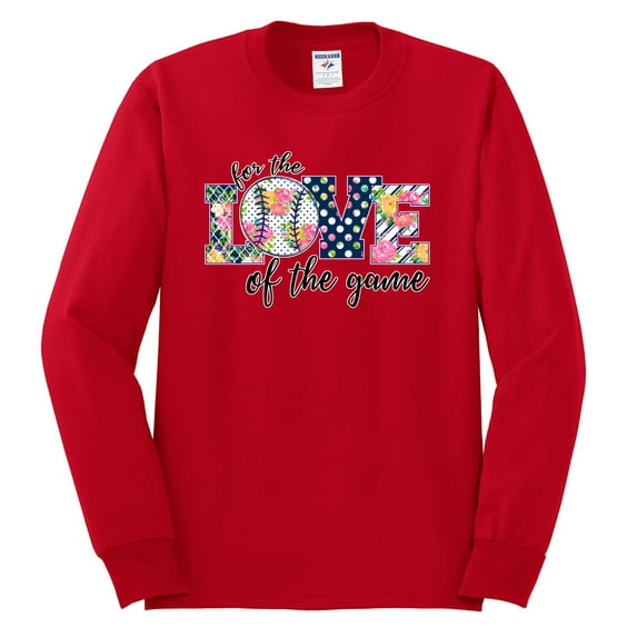 For the Love of the Game Sports Mens Long Sleeve Shirt, Red, XX-Large