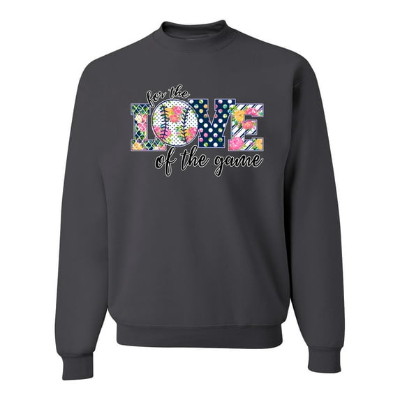 For the Love of the Game Sports Unisex Crewneck Graphic Sweatshirt, Charcoal, Medium