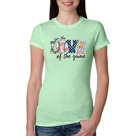 For the Love of the Game Sports Womens Slim Fit Junior Tee, Mint, X-Large