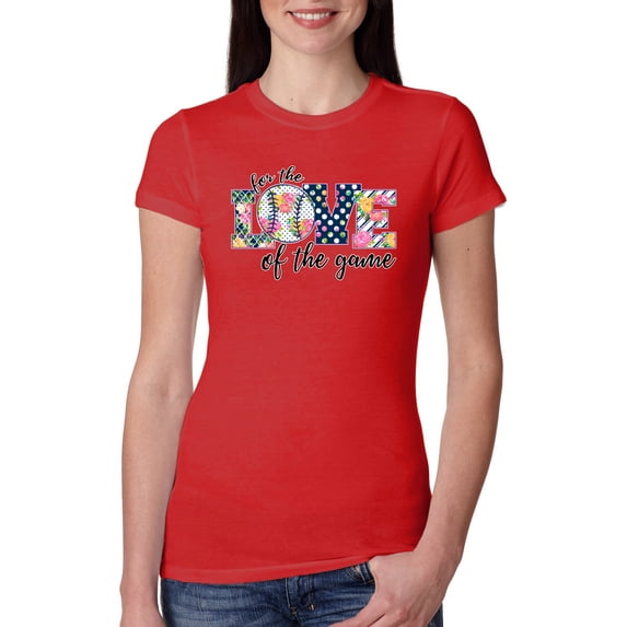 For the Love of the Game Sports Womens Slim Fit Junior Tee, Red, XX-Large