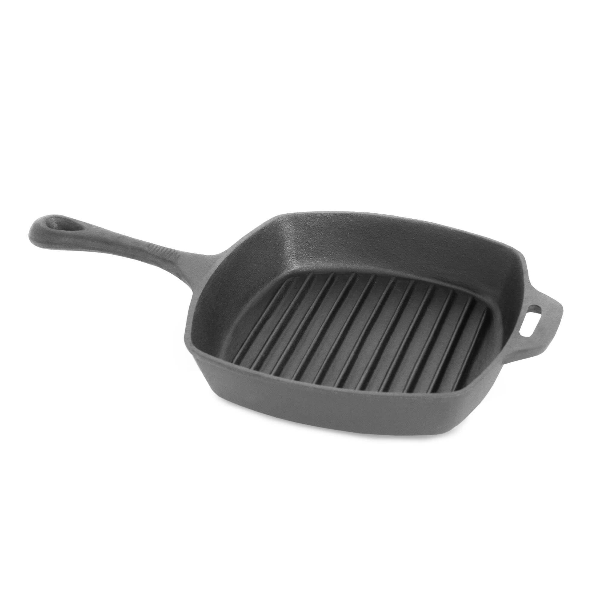 ForHauz Pre-Seasoned Cast-Iron Square Grill Pan, 10.5", Black
