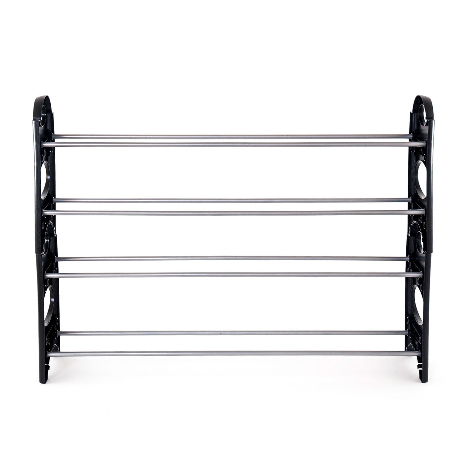 Black Metal and Plastic 4-Shelf Shoe Organizer Rack