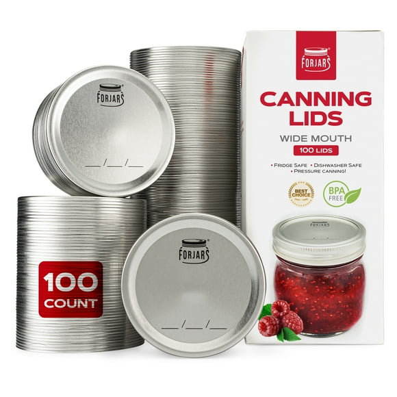 ForJars Wide Mouth Canning Lids, 100-Pack